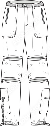 MEN AND BOYS WEAR TRACK JOGGERS AND TROUSERS TECHNICAL FLAT DESIGN VECTOR