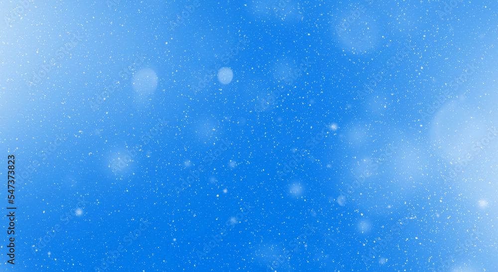 Snow flake particles on blue background