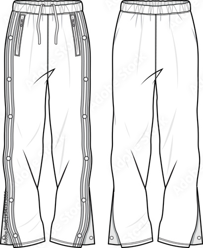 MEN AND BOYS WEAR TRACK JOGGERS AND TROUSERS TECHNICAL FLAT DESIGN VECTOR
