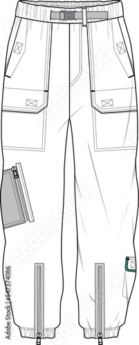 MEN AND BOYS WEAR TRACK JOGGERS AND TROUSERS TECHNICAL FLAT DESIGN VECTOR