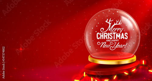 Podium merry Christmas. shopping new year banner. Vector