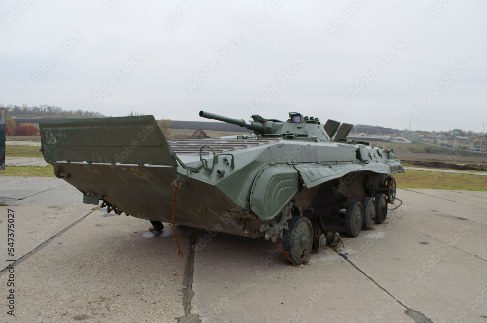 Destroyed in the war Ukrainian armored personnel carrier.2022-11-04