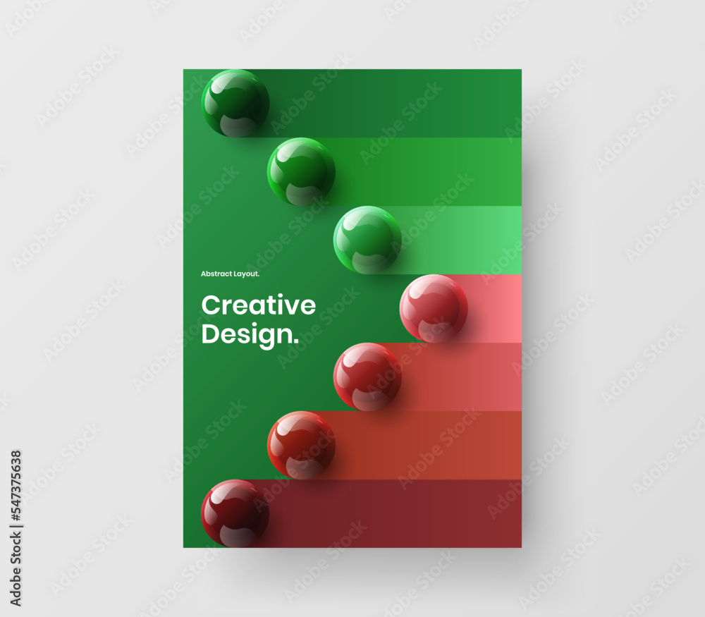 Fresh 3D spheres corporate identity concept. Multicolored pamphlet A4 design vector template.