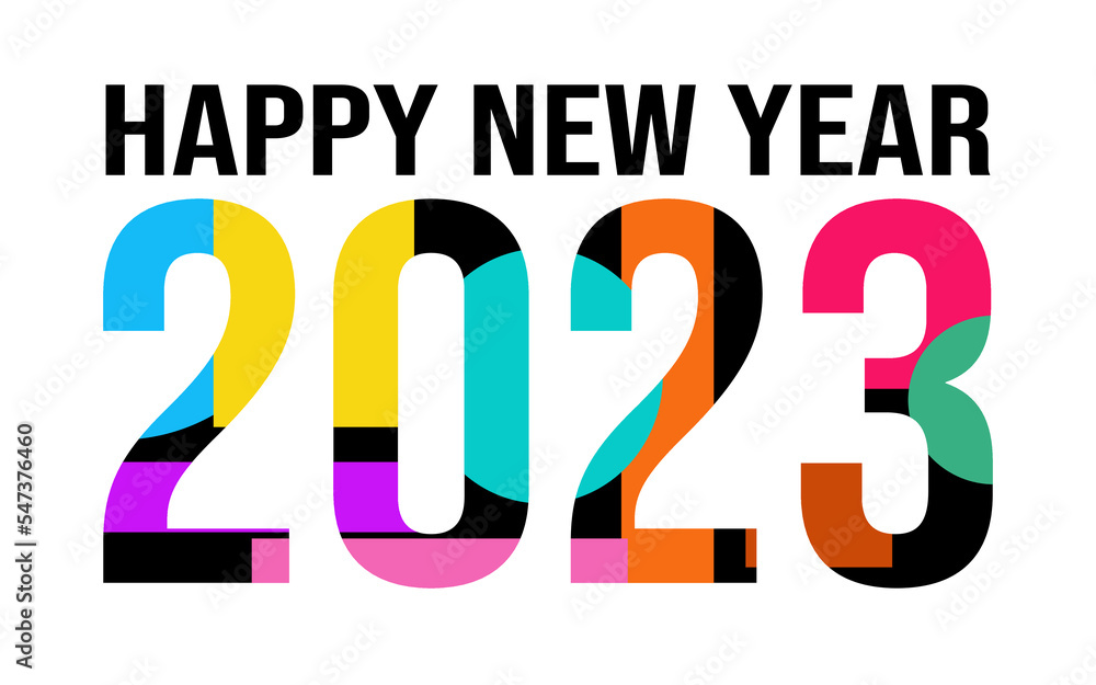 vector illustration of 2023 happy new year wishes with colorful element but in bold style. suitable for banner or postcard vector illustration of 2023 happy new year wishes with colorful element but in bold style. suitable for banner or postcard