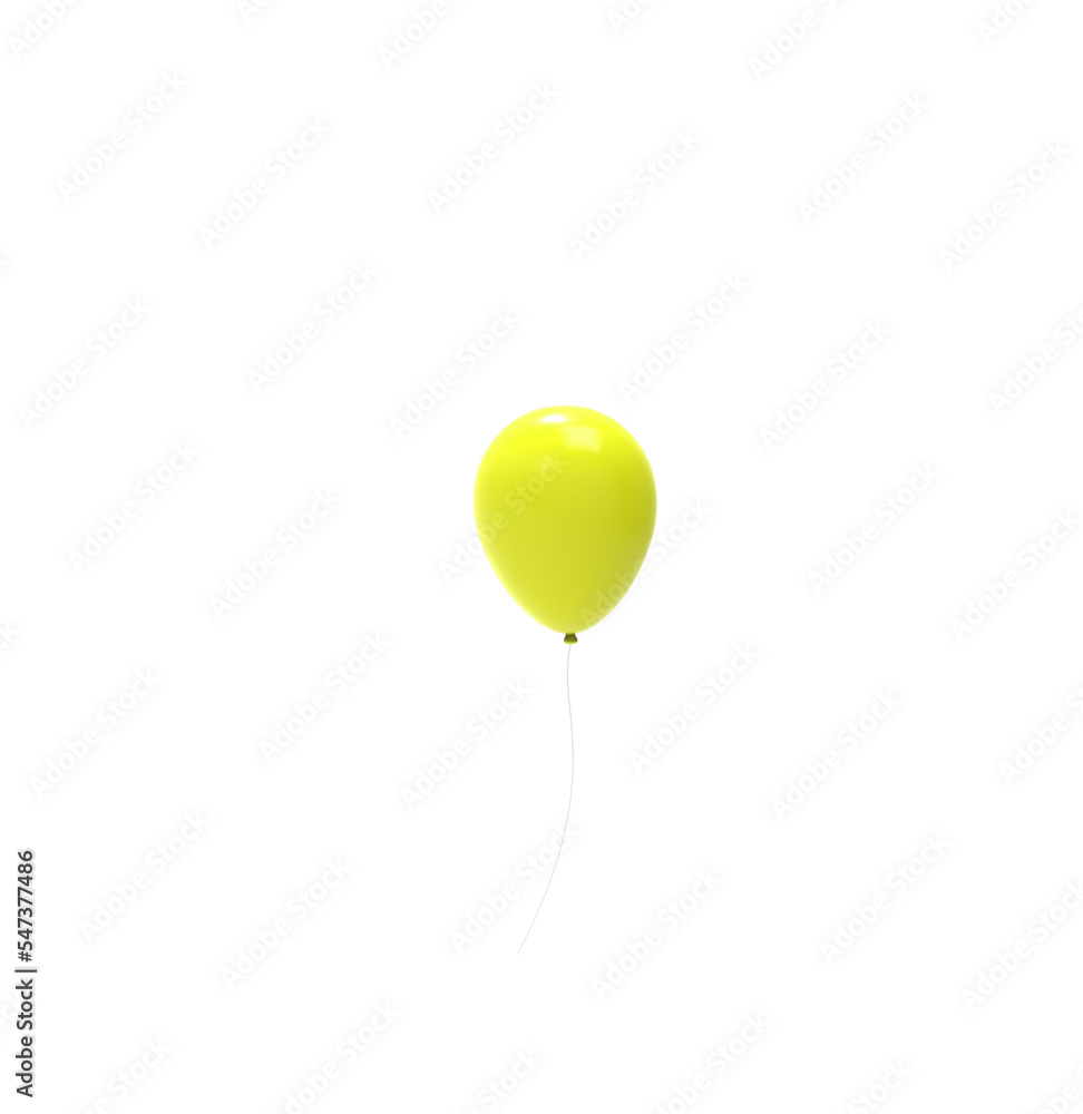 yellow ballon on transparent background