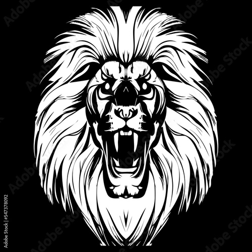 skull lion tattoo hand drawn vector clip art black and white
