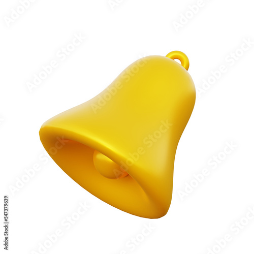 Yellow Minimal Notification bell icon. Social Media element. 3d rendering. One new notification concept. Social media reminder. 