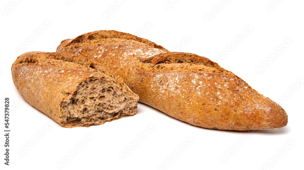 Whole grain bread on white background Whole grain bread on white background