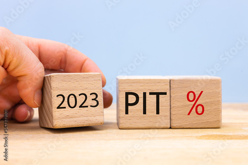 Pit tax settlement in 2023 in Poland, annual income declaration, business concept