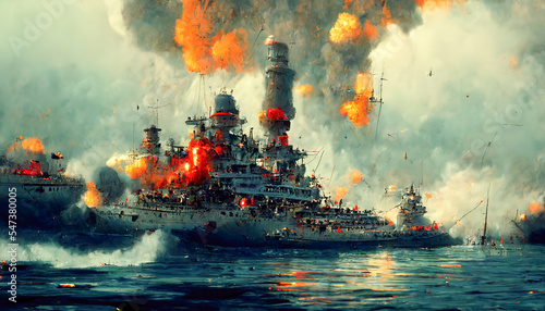 Billede på lærred Sea battle war