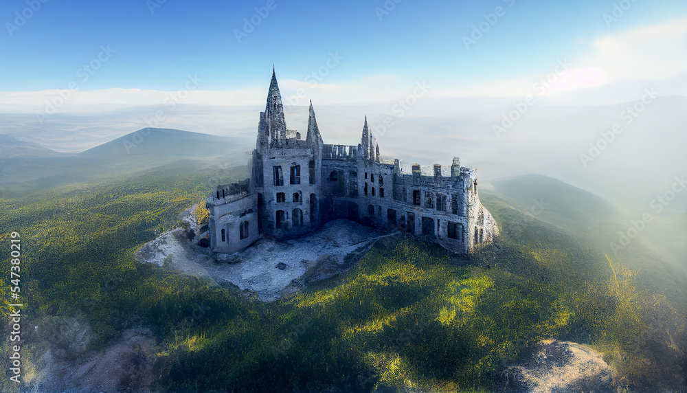 Gothic palace on the mountain.