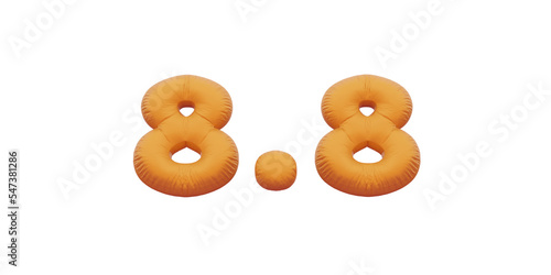 8.8 golden inflatable Helium foil numbers bread balloons style.