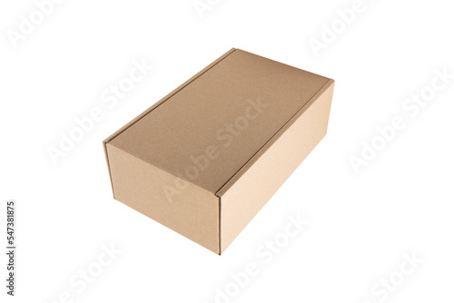 cardboard rectangular packaging box isolated on white background © Waeel
