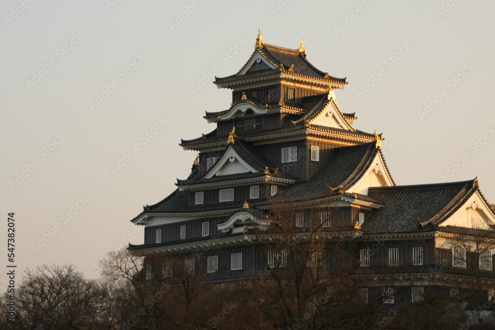 Evening Okayama Castle, in Okayama-City, Japan Evening Okayama Castle, in Okayama-City, Japan