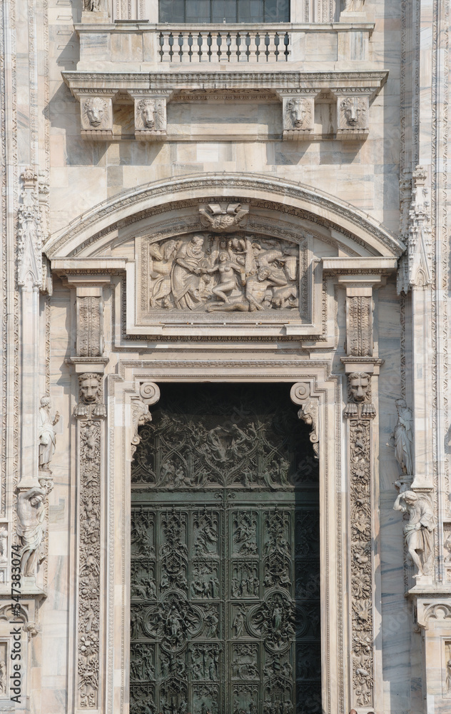 External detail of the gothic cathedral in Milan, Italy ( Duomo di Milano )