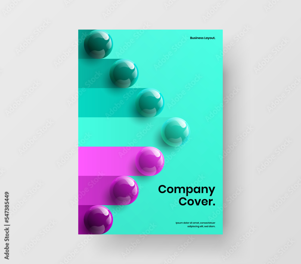 Fresh cover design vector template. Clean 3D spheres corporate brochure illustration. Fresh cover design vector template. Clean 3D spheres corporate brochure illustration.