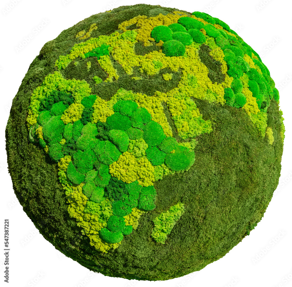 Green planet Earth from moss. Symbol of sustainable development and renewable energy	 - obrazy, fototapety, plakaty 