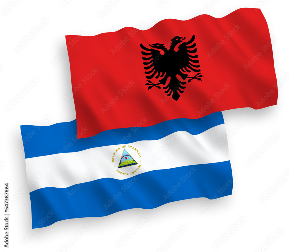 Flags of Nicaragua and Albania on a white background Flags of Nicaragua and Albania on a white background
