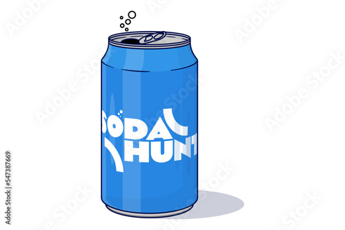 An open blue soda can illustration