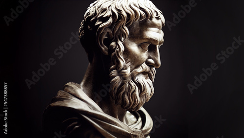 Illustration of the sculpture of Aristotle. The Greek philosopher. Aristotle is a central figure in the history of Ancient Greek philosophy.