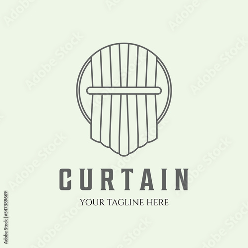 curtain line art logo design minimalist illustration icon