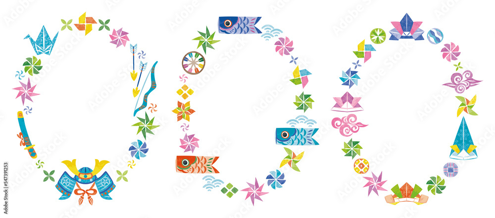 5月 こどもの日 イラスト丸フレームセット 5月 こどもの日 イラスト丸フレームセット