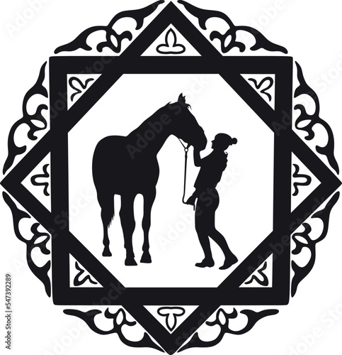 girl with horse love line art