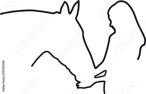 girl with horse love line art