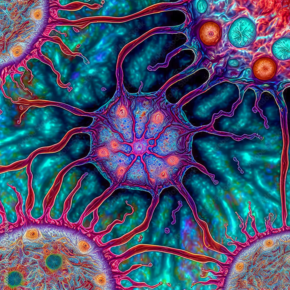 macro of cells. microscope view for education physiology .3d ...