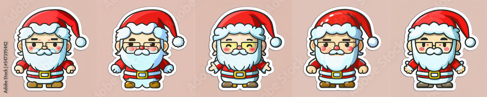 Christmas cute and adorable Santa Claus collection cartoon sticker vector 2d Christmas cute and adorable Santa Claus collection cartoon sticker vector 2d