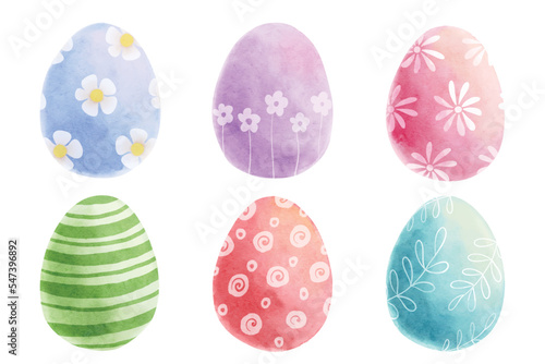 Watercolor easter eggs vector illustration collection