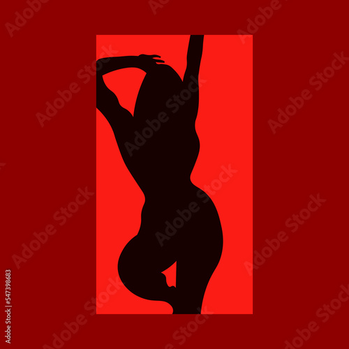 
Vector image of a girl in red colors. Erotic look. Uncensored