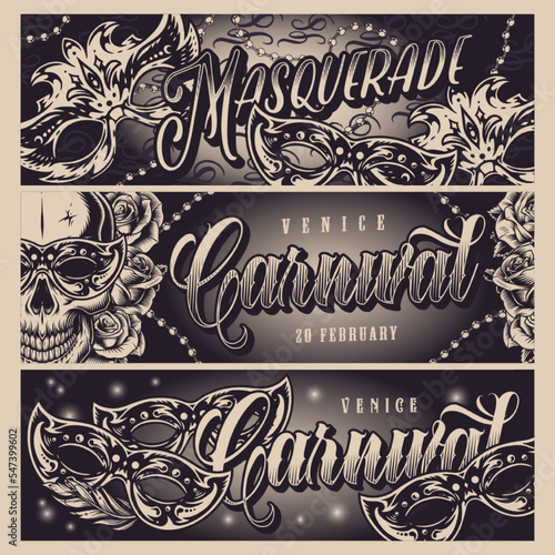 Carnival set posters monochrome vintage