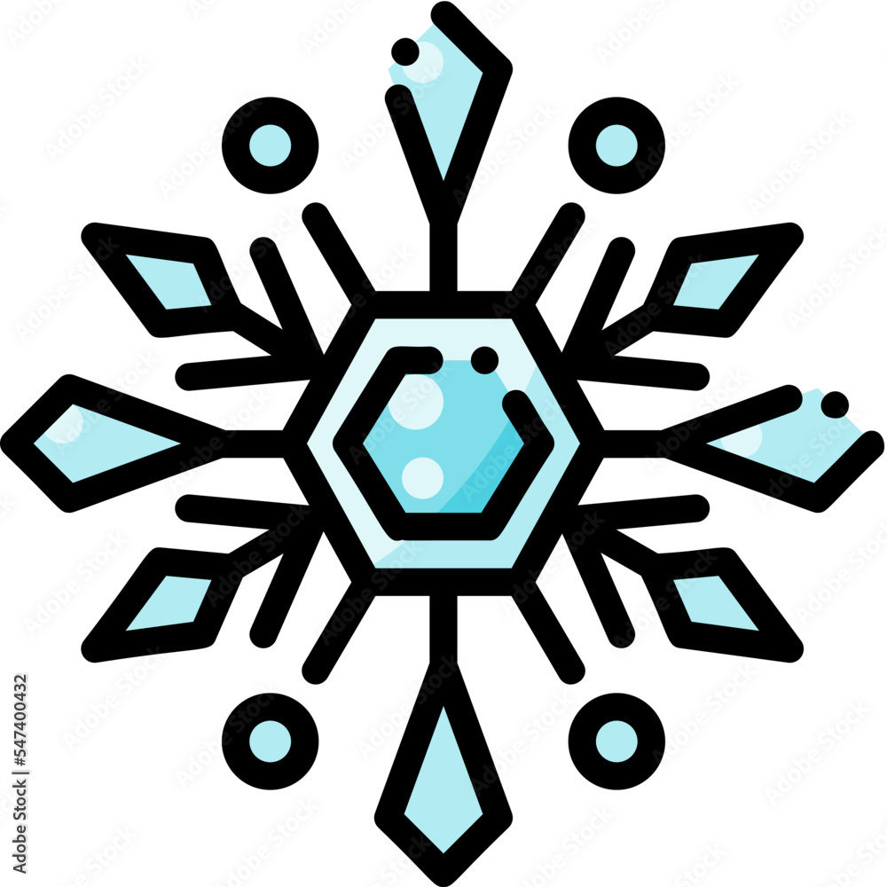 Snowflake filled color line icon
