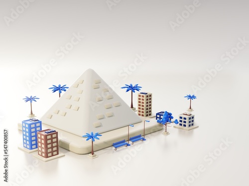 3d illustration Egypt city background with pyramid as a landmark