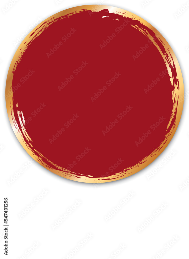 vector illustration of red colored circle banner with gol brush frame  - obrazy, fototapety, plakaty 
