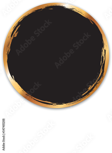 vector illustration of black colored circle banner with gol brush frame 