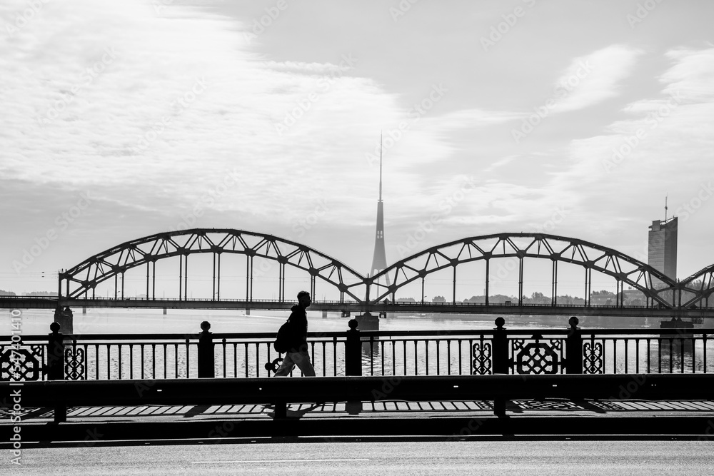 Bridge over Daugava river in Riga, Latvia