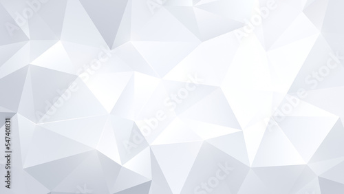 Abstract light gray and white polygon vector pattern background. Full frame 3D triangular low poly style background in 4k resolution. Copy space.