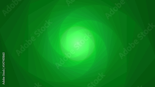 A tunnel effect. Light at the end of the tunnel. Background in green tints. Abstract bg. Vector design. Monochrome background.