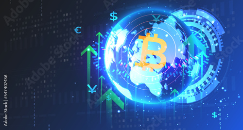Global financial graphic concept, global financial investment and cryptocurrency. Economic trends. Financial investment or business idea of economic trends. Abstract financial background. Vector