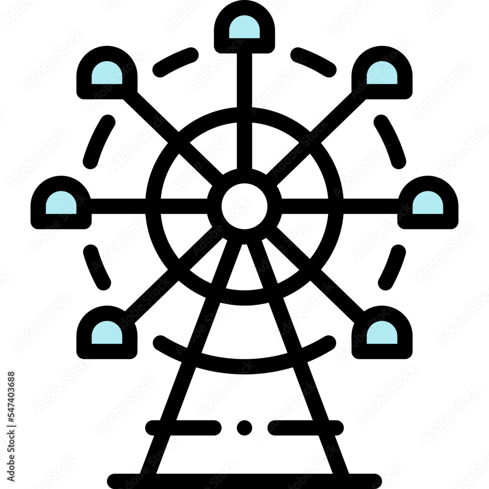 Ferriswheel filled color line icon Ferriswheel filled color line icon