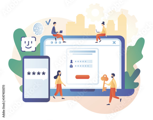 Two factor verification. Duo authentication. Verification code message for secure login or sign in on smartphone screen. Modern flat cartoon style. Vector illustration on white background 
