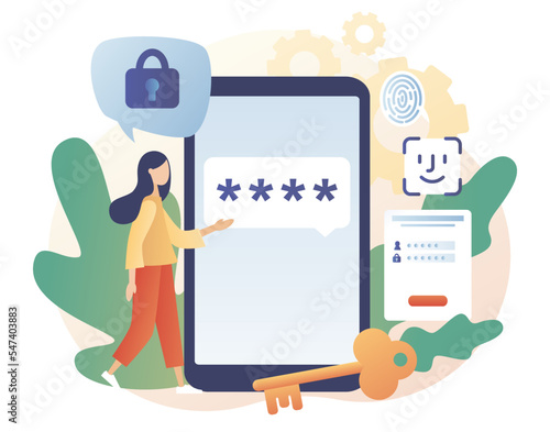 Two factor verification. Duo authentication. Verification code message for secure login or sign in on smartphone screen. Modern flat cartoon style. Vector illustration on white background 
