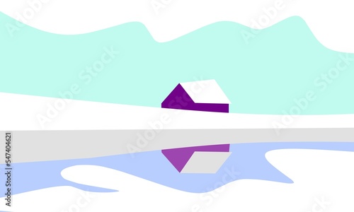Winter illustration, the view when it snows, illustration design with elegance concept