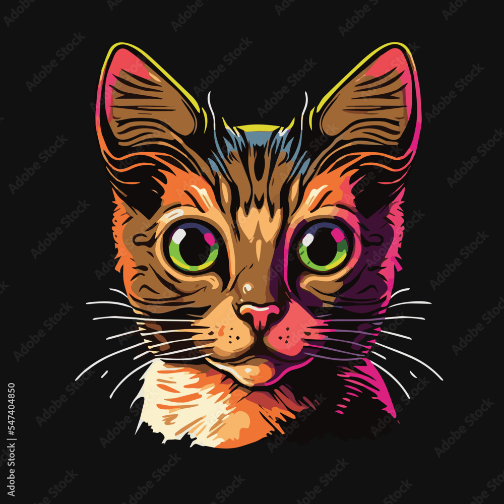 Cartoon Style of Cat Vector Logo Illustration Mascot Stock Vector ...