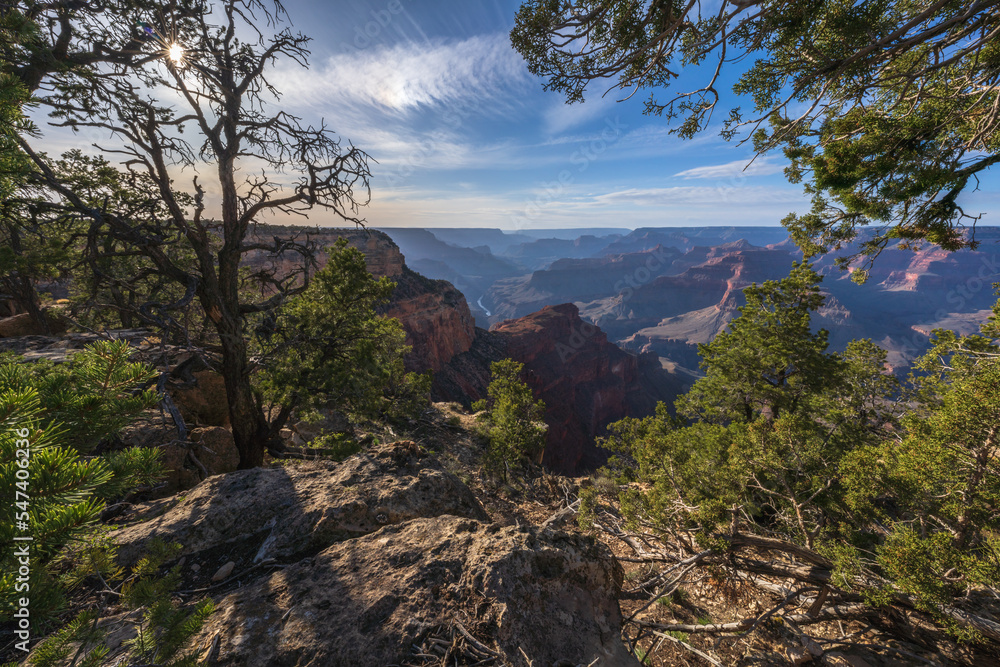 hiking the rim trail at the grand canyon, arizona, usa