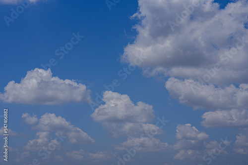 Clear blue sky with white clouds. Panorama.Background.