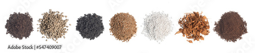 Wallpaper Mural Isolated potting soil mixture on a white background. top view. Soil mixture: vermiculite, peat moss, perlite, Worm Casting, black chaff, Pumice, coconut flakes, organic agricultural soil. Torontodigital.ca