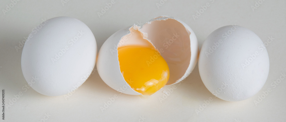 Eggs and egg yolk in shell isolate on white background Eggs and egg yolk in shell isolate on white background